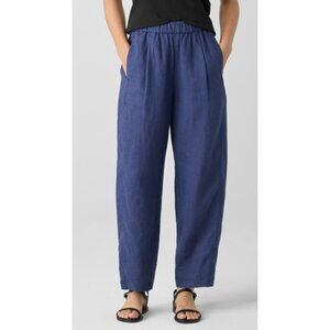 Eileen Fisher Organic Linen Ballon Legs Pants Womens Petite Medium Blue Coastal
